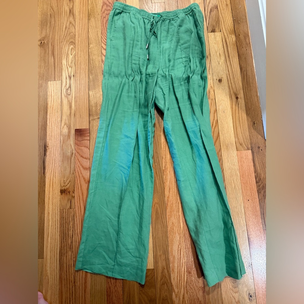 Linen Pants, Green, United Colors of Benetton, worn once, size Large